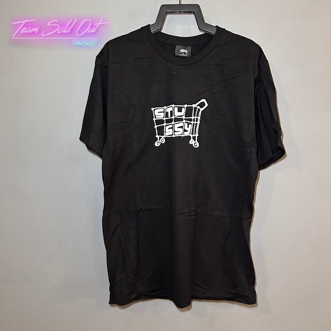 Vintage New Stussy Black Shopping Cart Tee T-Shirt Medium