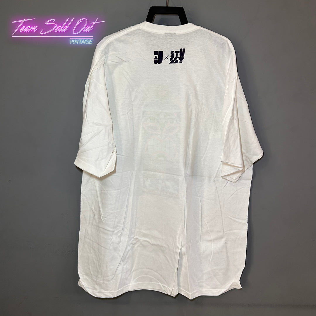 Vintage New Stussy White Hawaii Tiki Spray Paint Tee T-Shirt 2XL