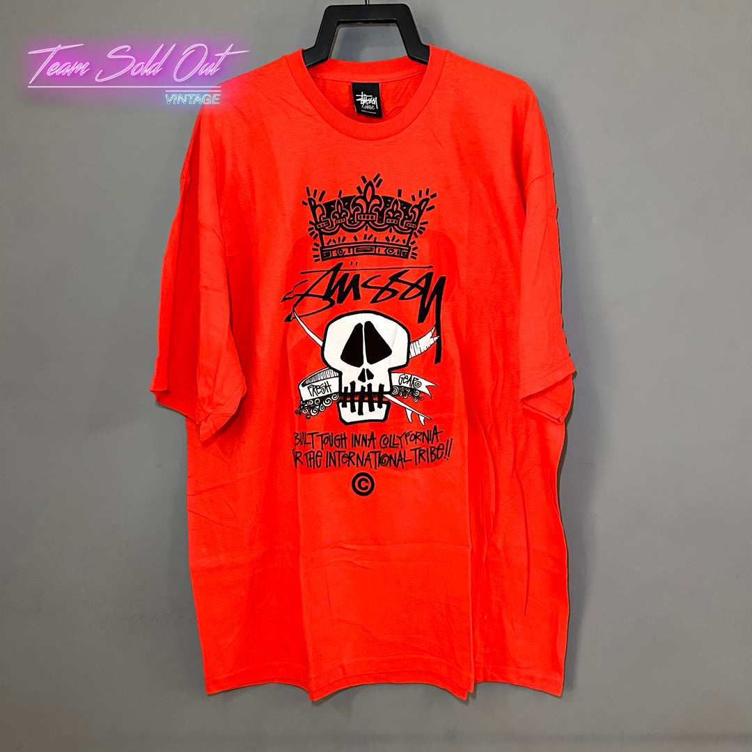 Vintage New Stussy Red Built Tough In Collyfornia Tour Tee T-Shirt