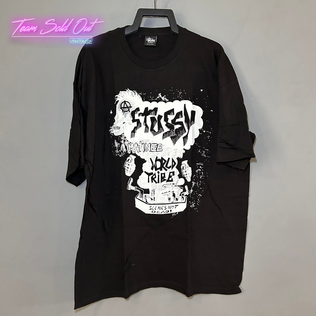 Vintage New Stussy Black Scenes Not Dead Tour Tee T-Shirt XL