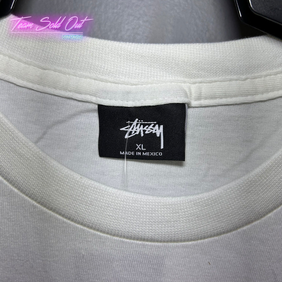 Vintage New Stussy White Bugged Out Tee T-Shirt XL
