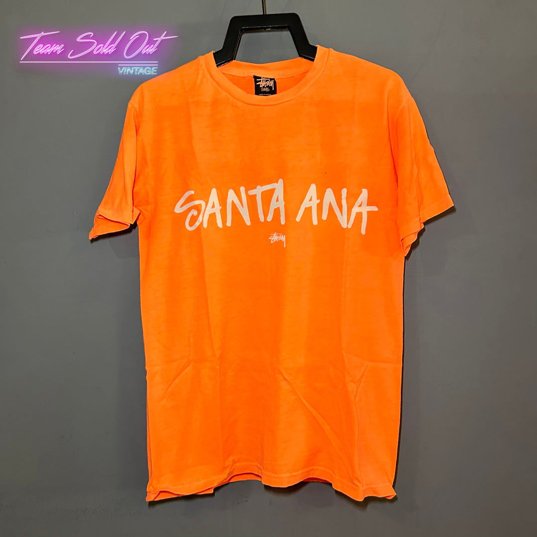 Vintage New Stussy Orange Santa Ana Tee T-Shirt Small