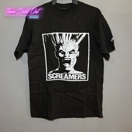 Vintage New Stussy Black Screamers Tee T-Shirt Small