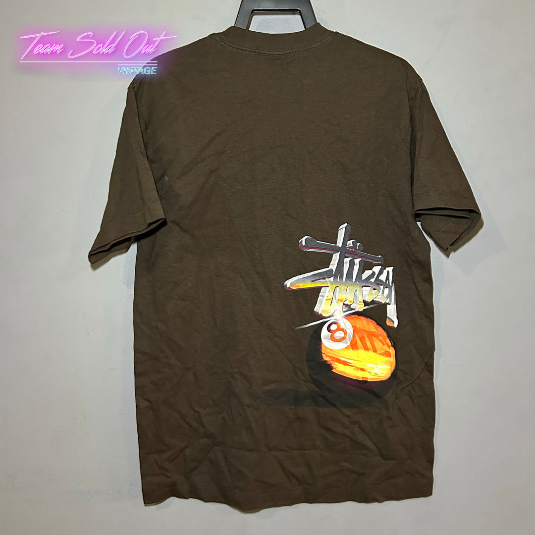 Vintage New Made In USA Stussy Brown Sunset 8 Ball Tee T-Shirt Medium