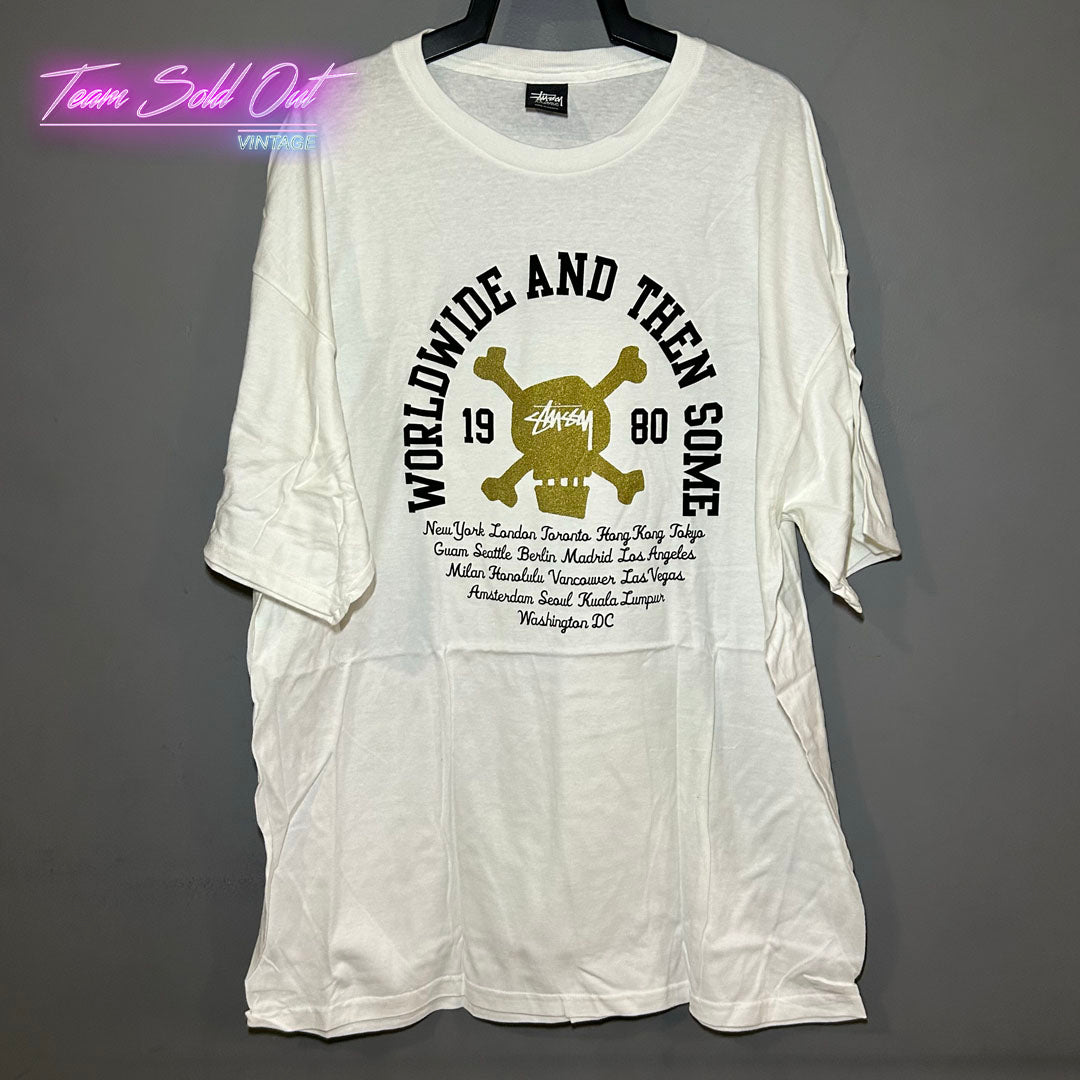 Vintage New Stussy White WorldWide and Then Some Tee T-Shirt 2XL