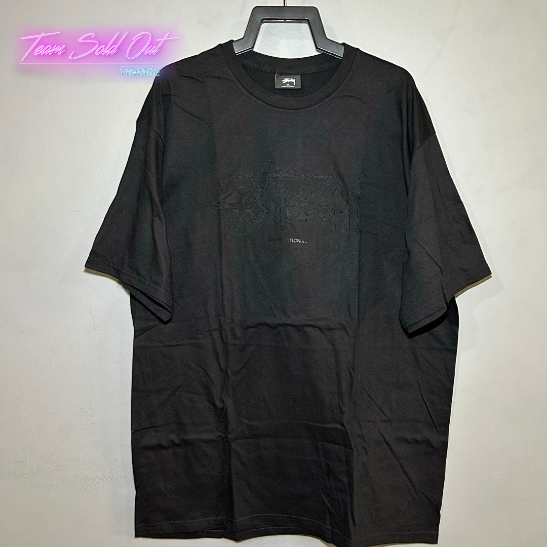 Vintage New Stussy Black Embroidered Tee T-Shirt XL