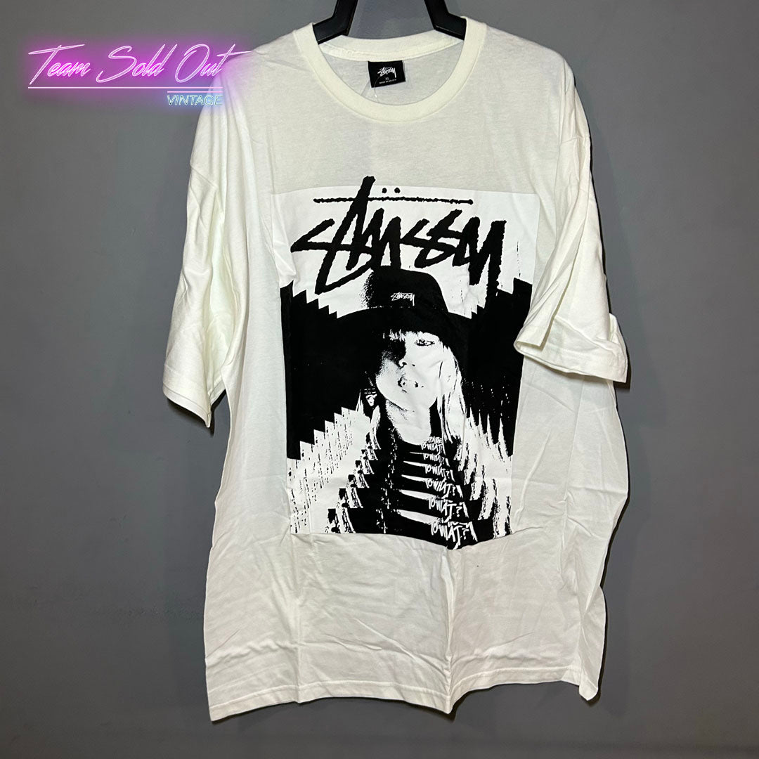 Vintage New Stussy White Laura Tunnel Tee T-Shirt XL