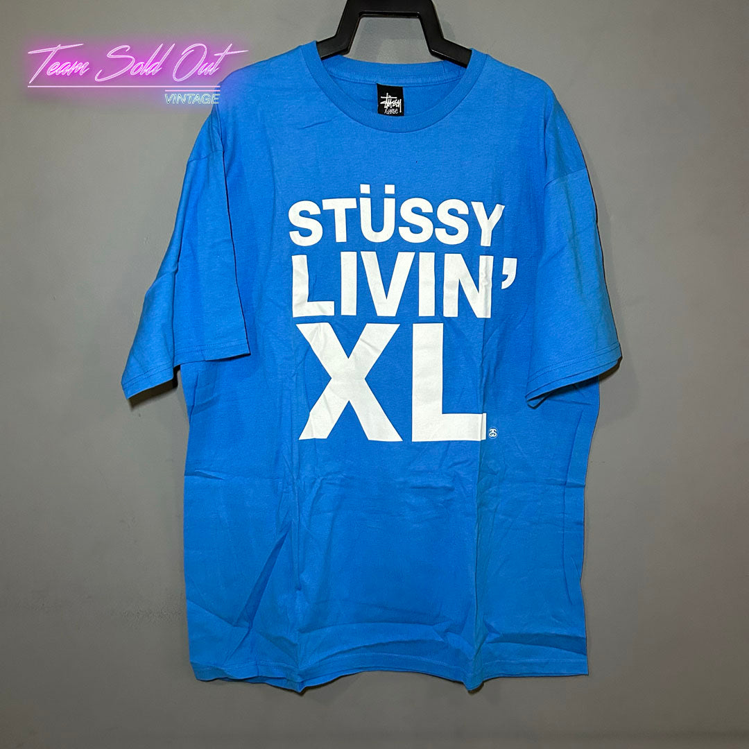 Vintage New Stussy Blue Livin' XL Tee T-Shirt XL
