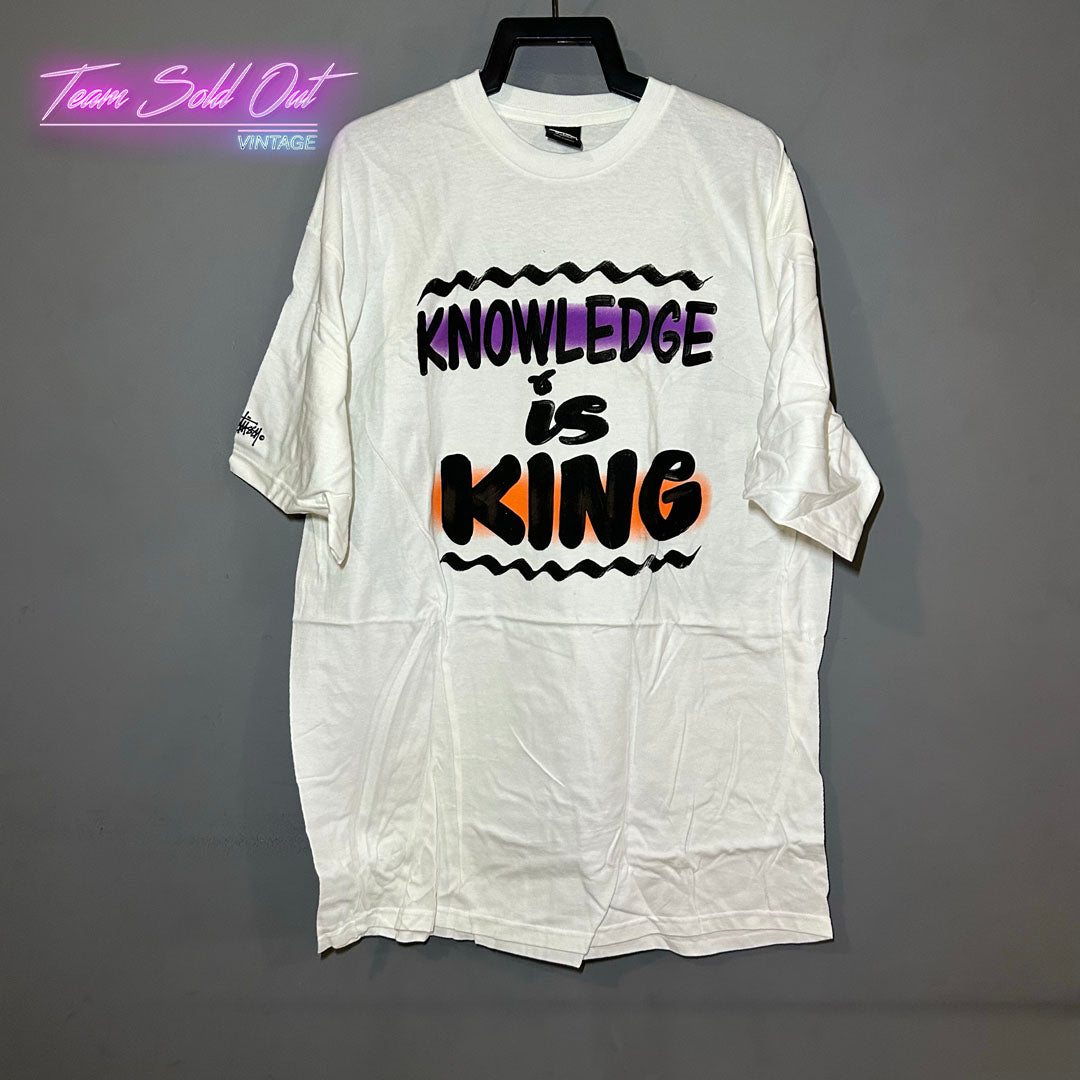 Vintage New Stussy White Knowledge Is King Tee T-Shirt XL