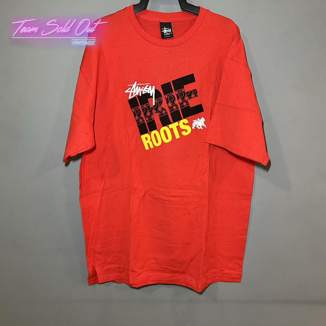 Vintage New Stussy Red Irie Roots Tee T-Shirt XL