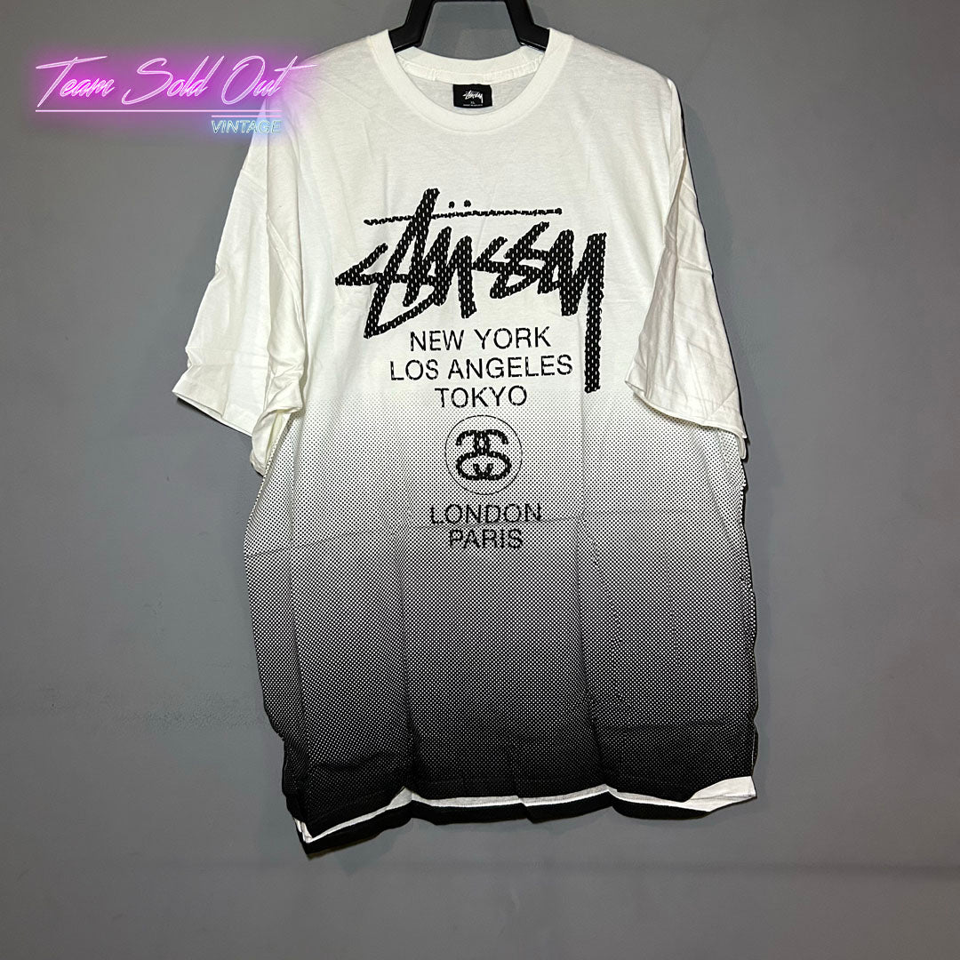 Vintage New Stussy White World Tour Dots Tee T-Shirt XL