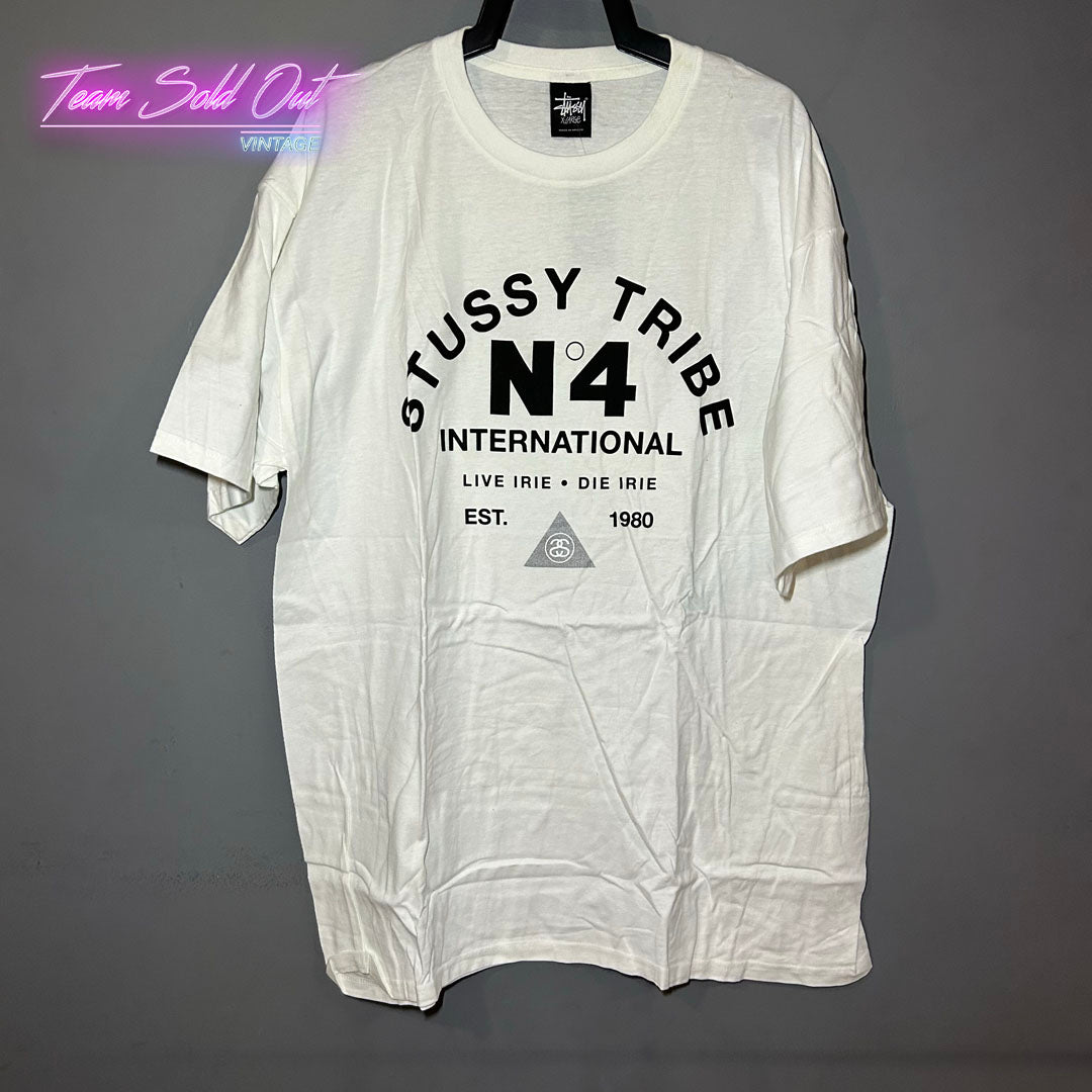 Vintage New Stussy White International Tribe Tee T-Shirt XL