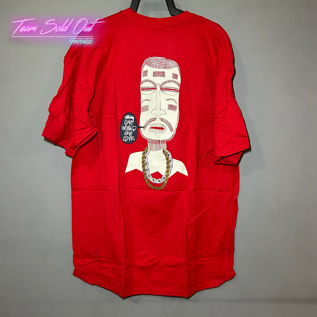 Vintage New Stussy Red One World One Love Tee T-Shirt XL