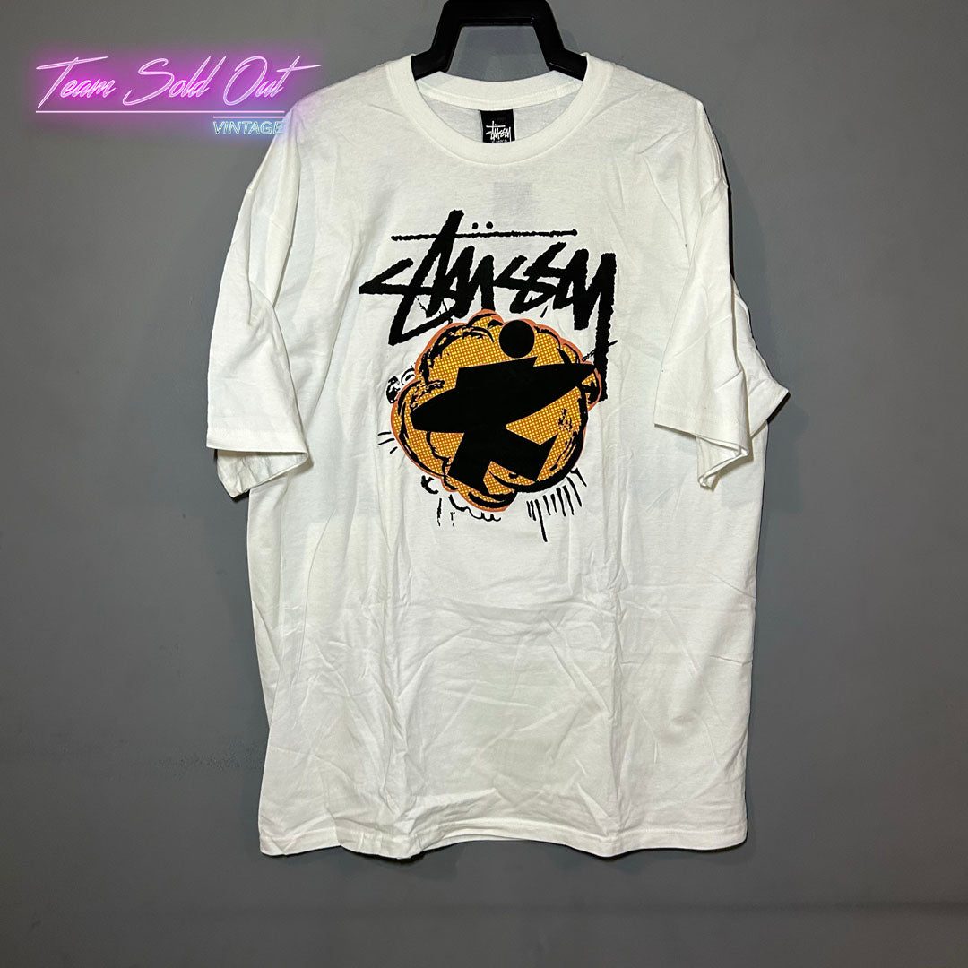 Vintage New Stussy White Surf Man Tee T-Shirt XL