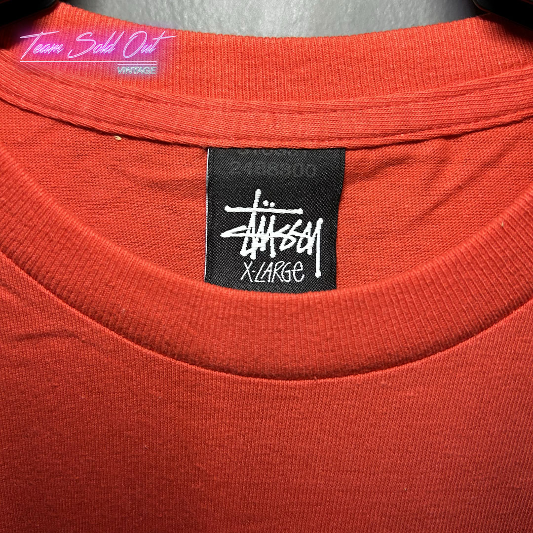 Vintage New Stussy Red S Crown WorldWide Tee T-Shirt XL