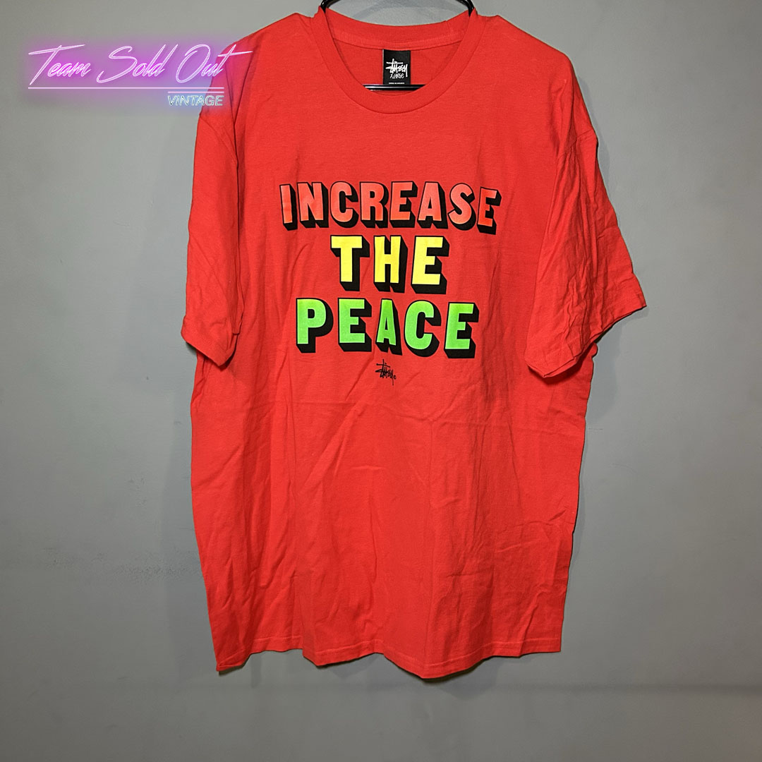 Vintage New Stussy Red Increase The Peace Tee T-Shirt XL