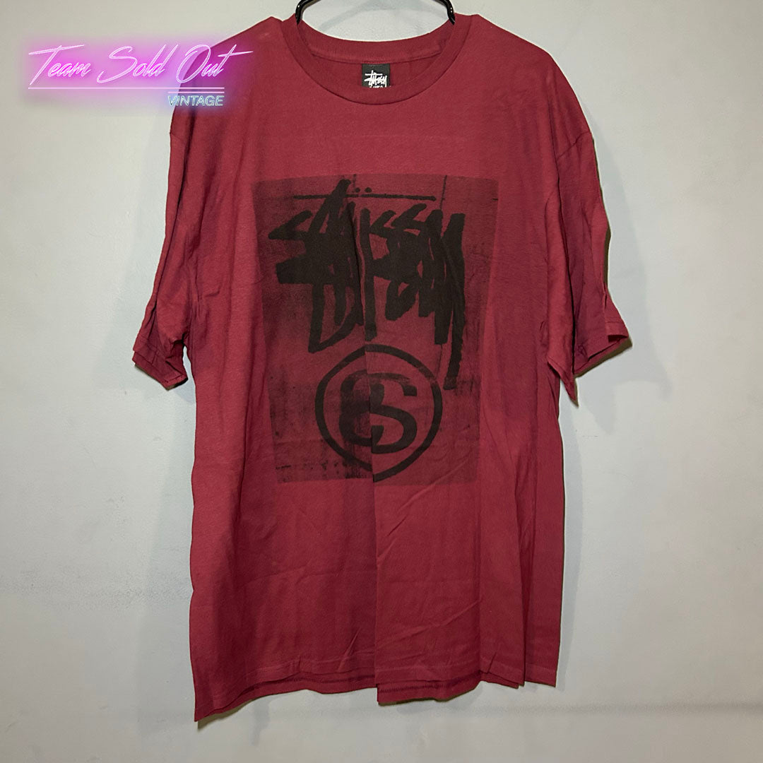 Vintage New Stussy Wine Link Blur Tee T-Shirt XL