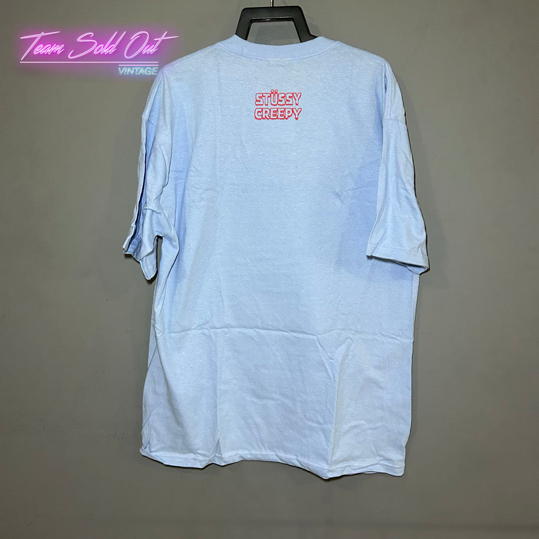 Vintage New Stussy Blue Creepy Gang Tee T-Shirt Large