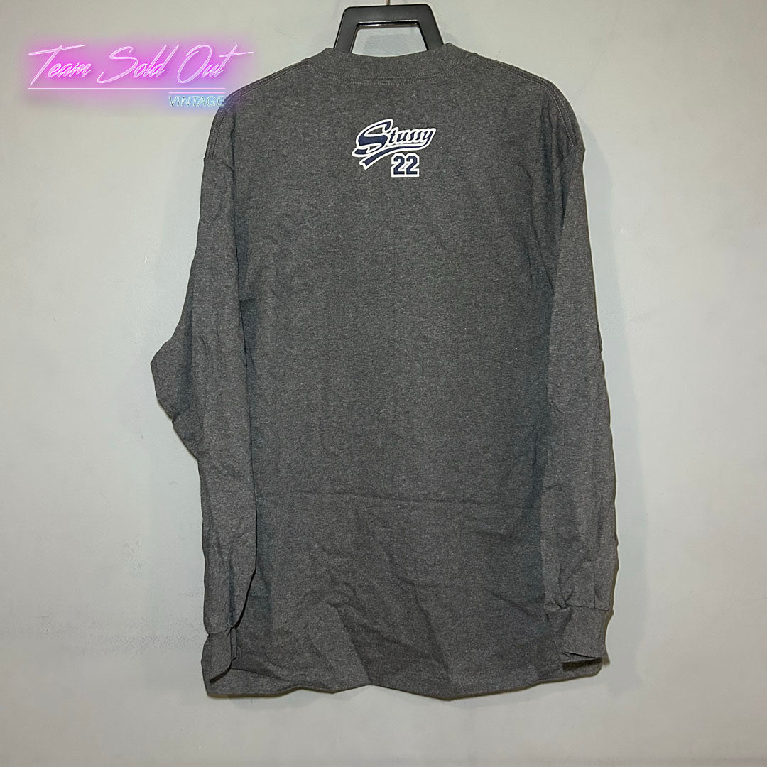 Vintage New Made In USA Stussy Grey Long-Sleeve NY Tee T-Shirt Large