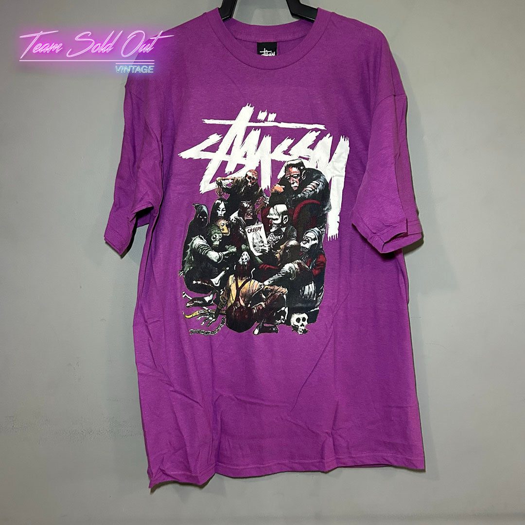 Vintage New Stussy Purple Creepy Gang Tee T-Shirt Large