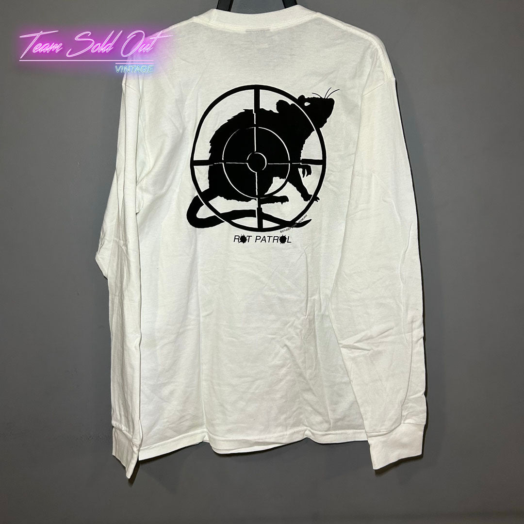 Vintage New Stussy White Rat Patrol Long-Sleeve Tee T-Shirt Medium