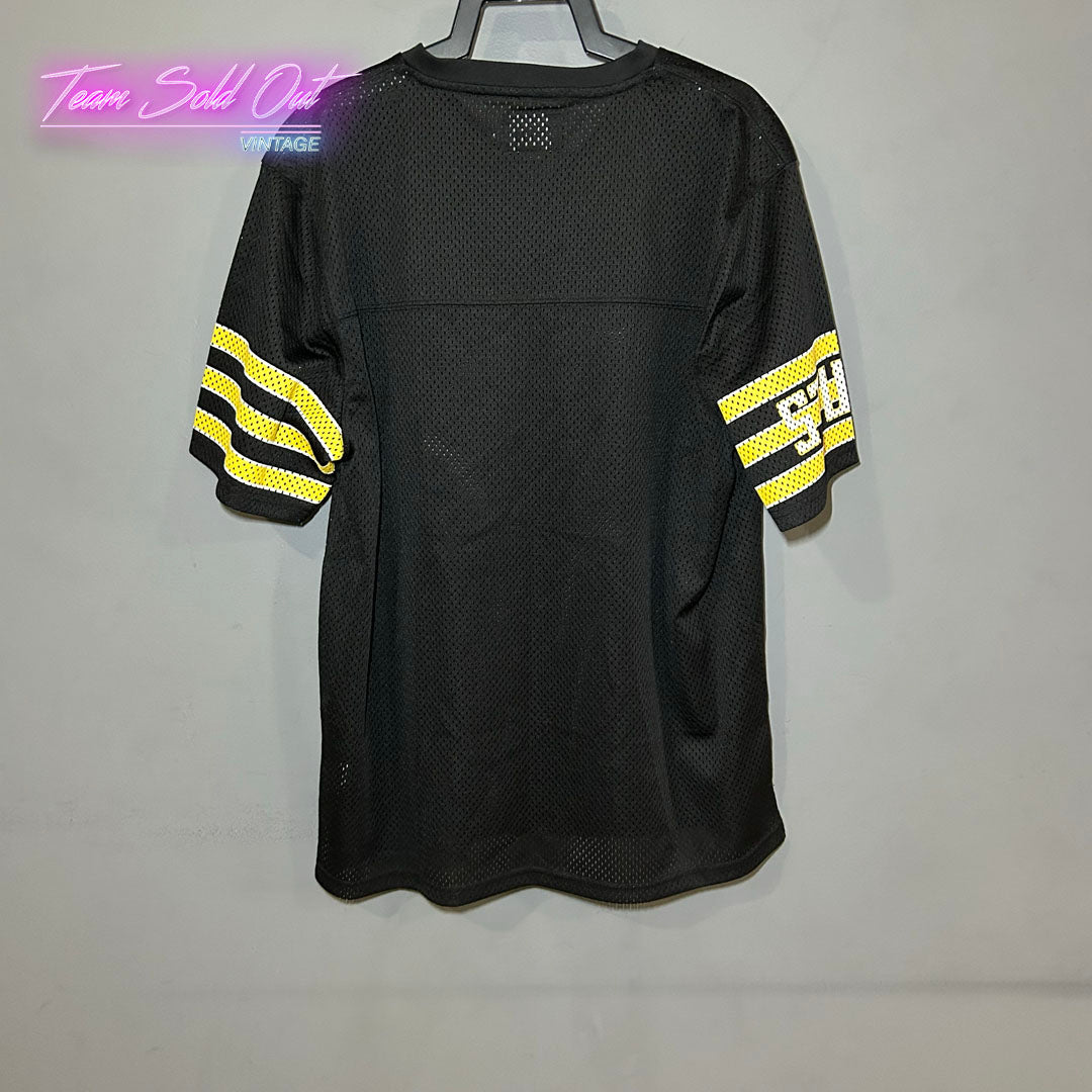 Vintage New Stussy Black Stripe Football Jersey Tee T-Shirt Medium