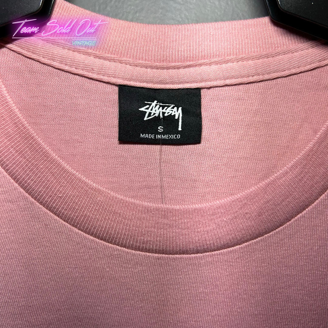 Vintage New Stussy Pink Plain Logo Tee T-Shirt Small