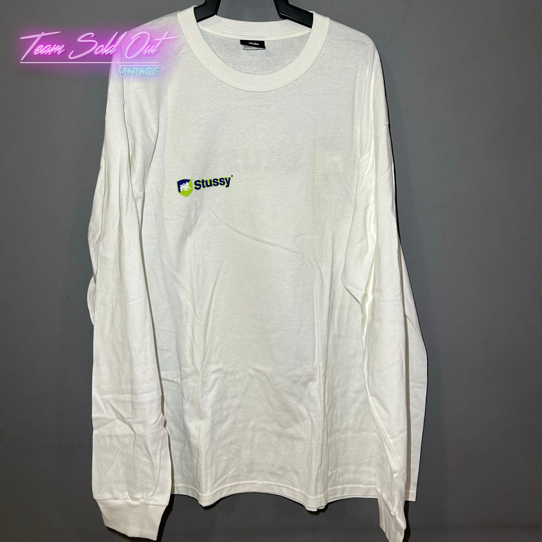 Vintage New Stussy White Lion Long-Sleeve Tee T-Shirt XL
