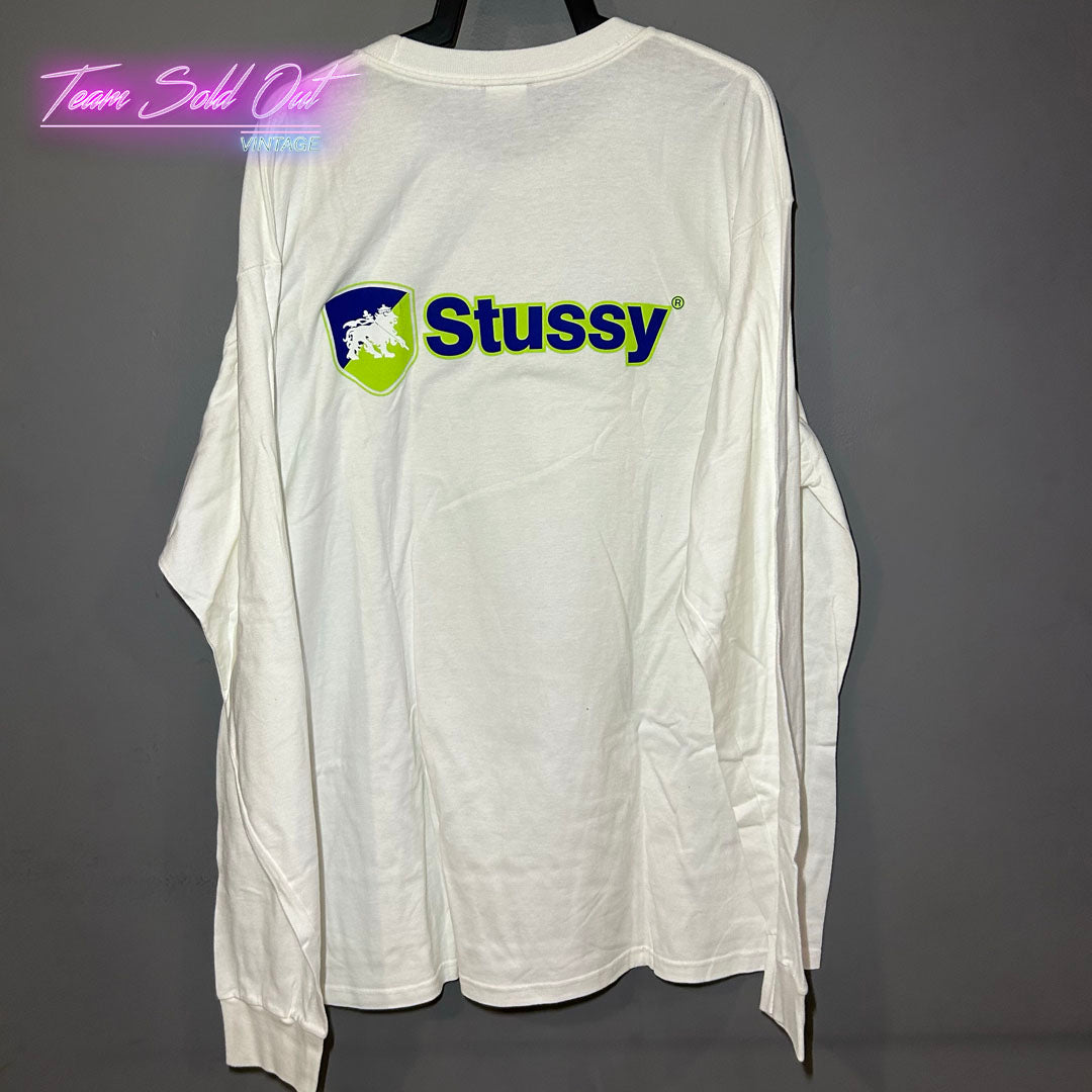 Vintage New Stussy White Lion Long-Sleeve Tee T-Shirt XL
