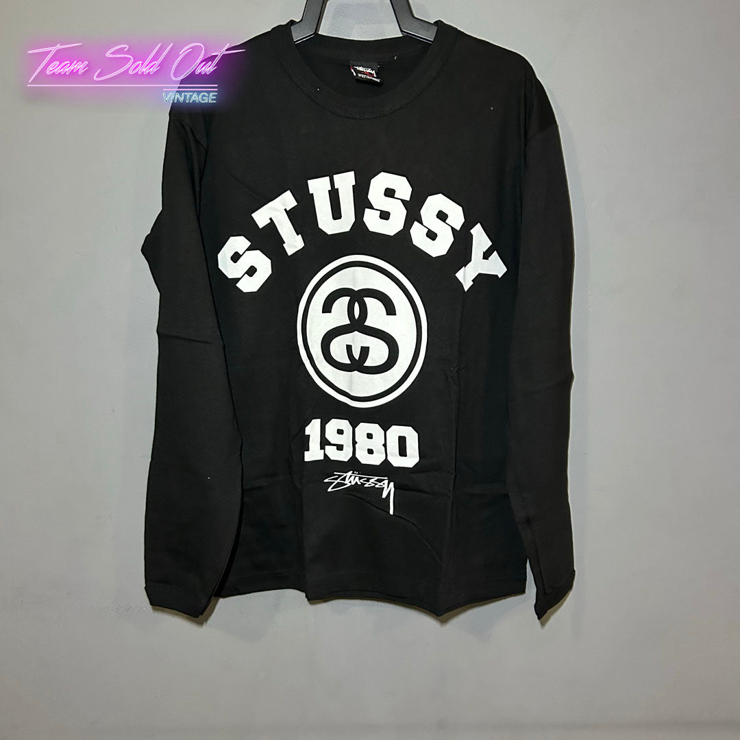 Vintage New Stussy Black SS 1980 Long-Sleeve Tee T-Shirt Small