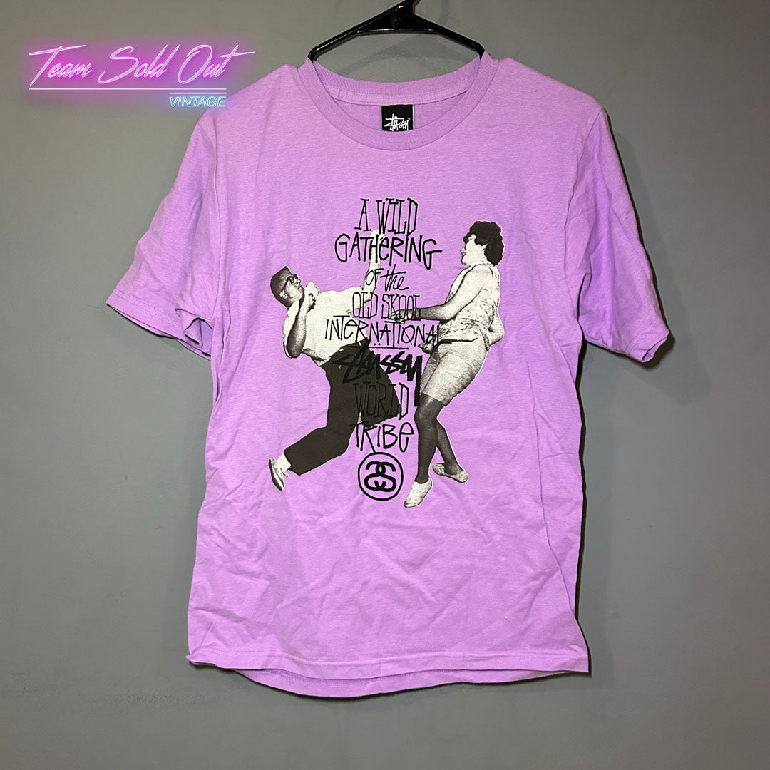 Vintage New Stussy Purple A Wild Gathering Tee T-Shirt Small