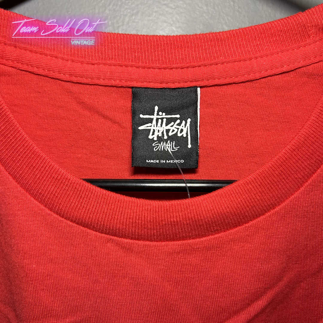 Vintage New Stussy Red Tribe Skull Tee T-Shirt Small