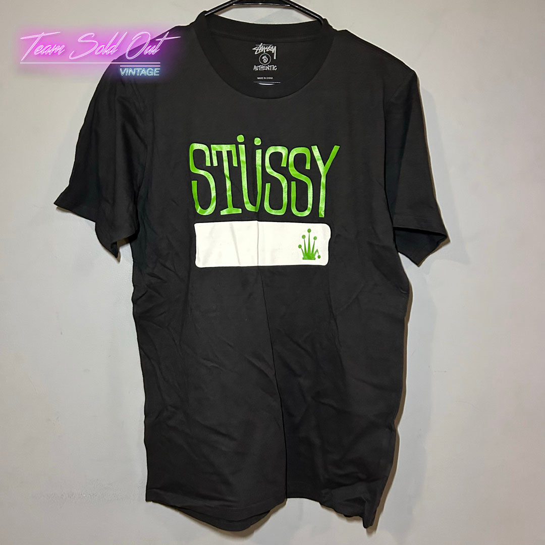 Vintage New Stussy Black Name Tag Tee T-Shirt Small