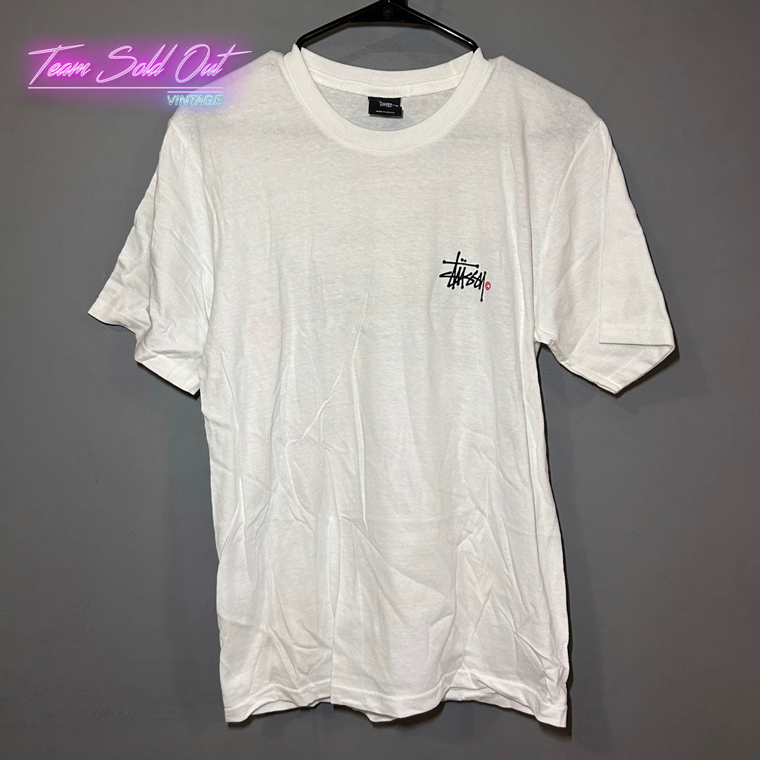 Vintage New White Plain Logo Tee T-Shirt Small