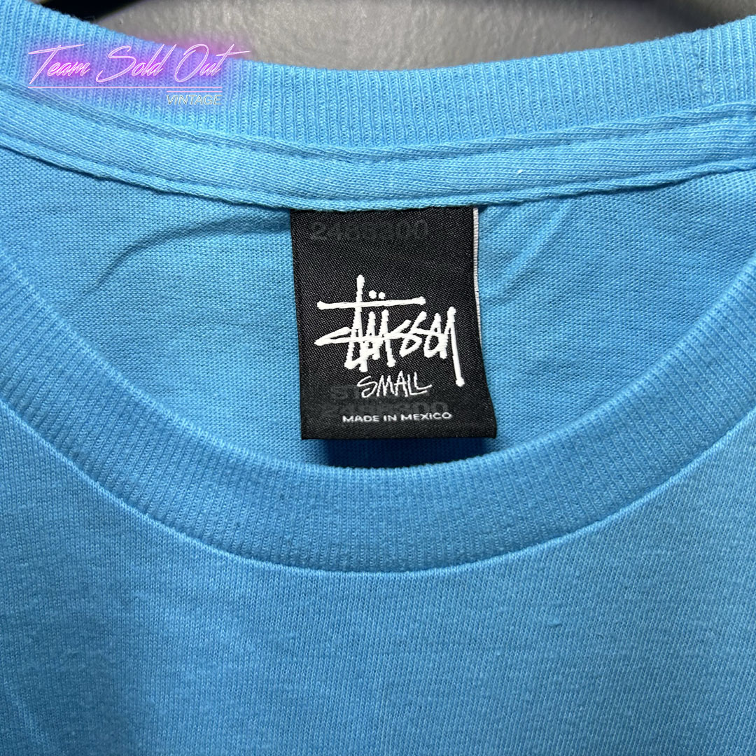 Vintage New Stussy Blue World Wide Tee T-Shirt Small