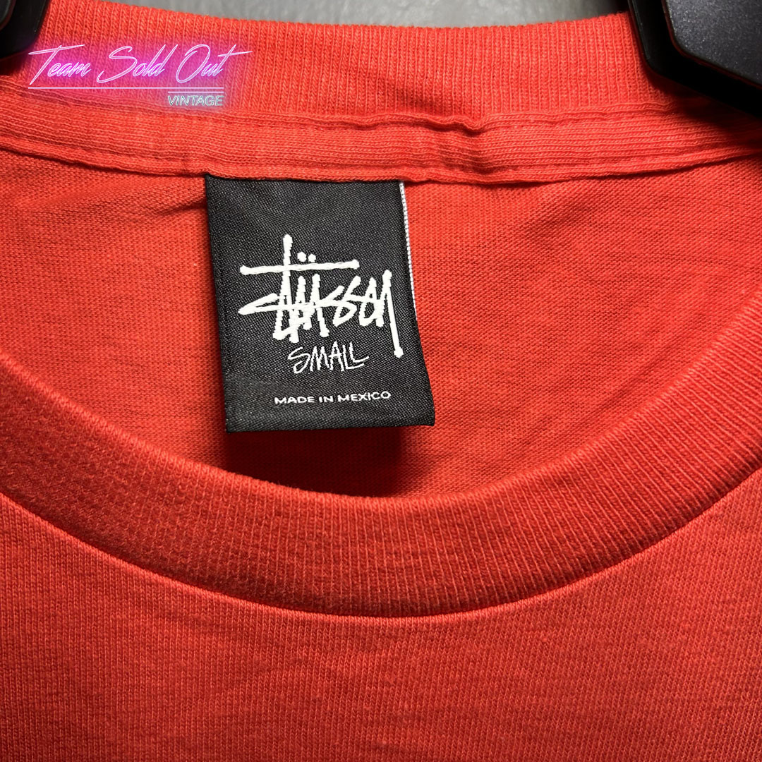 Vintage New Stussy Red World Wide Crown Tee T-Shirt Small