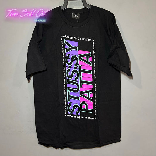 Vintage New Stussy Black What Is To Be Will Be Tee T-Shirt Large