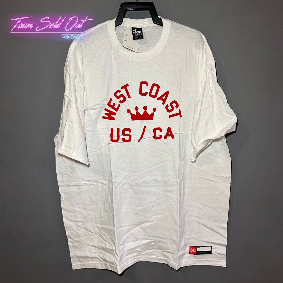 Vintage New Stussy White West Coast US/CA Tee T-Shirt XL