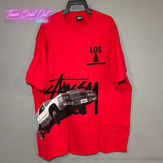 Vintage New Stussy Red LowRider LA Tee T-Shirt 2XL