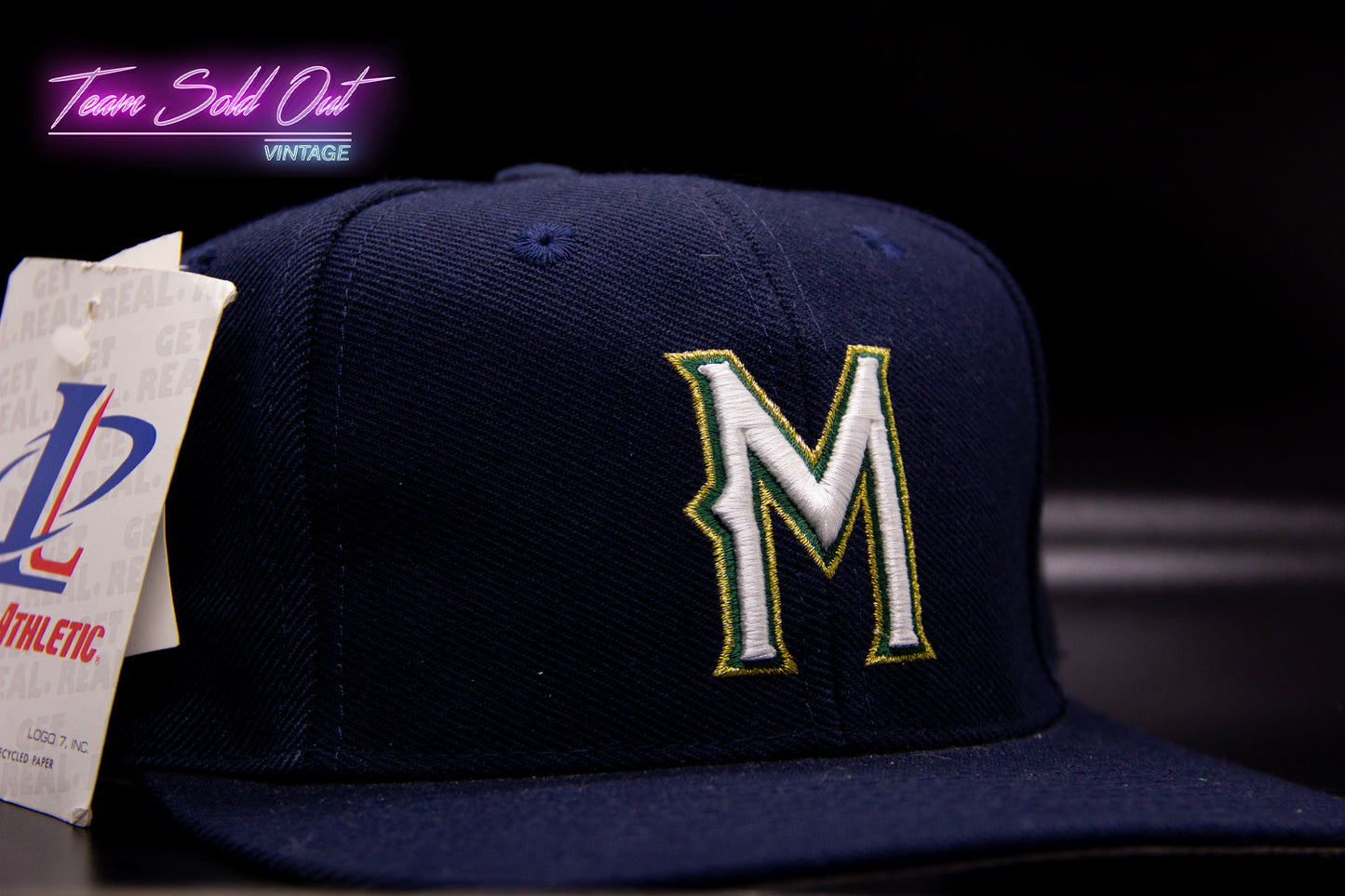 Vintage 1998 Logo Athletic Milwaukee Brewers Plain Logo Snapback Hat MLB