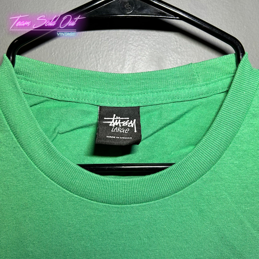 Vintage New Stussy Green Bust A Move Tee T-Shirt XL