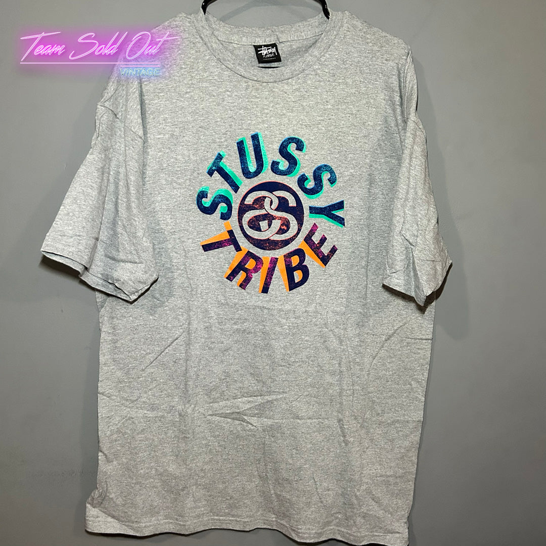 Vintage New Stussy Grey Tribe Tee T-Shirt XL