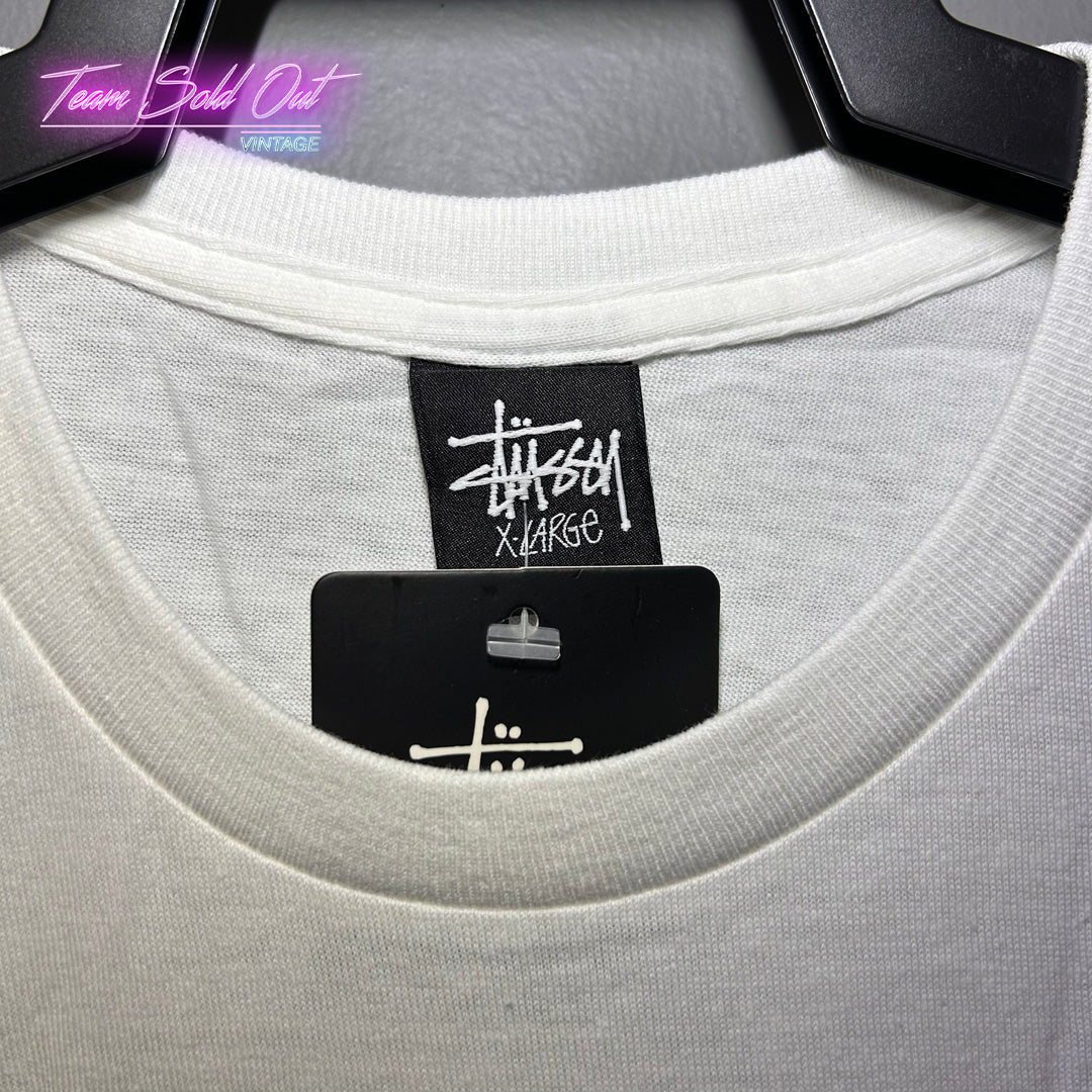 Vintage New Stussy x Jason Musson White SS Ring Of Fire Tee T-Shirt XL
