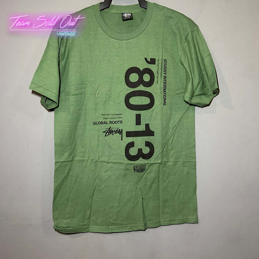 Vintage New Stussy Green '80-13 Tee T-Shirt Medium
