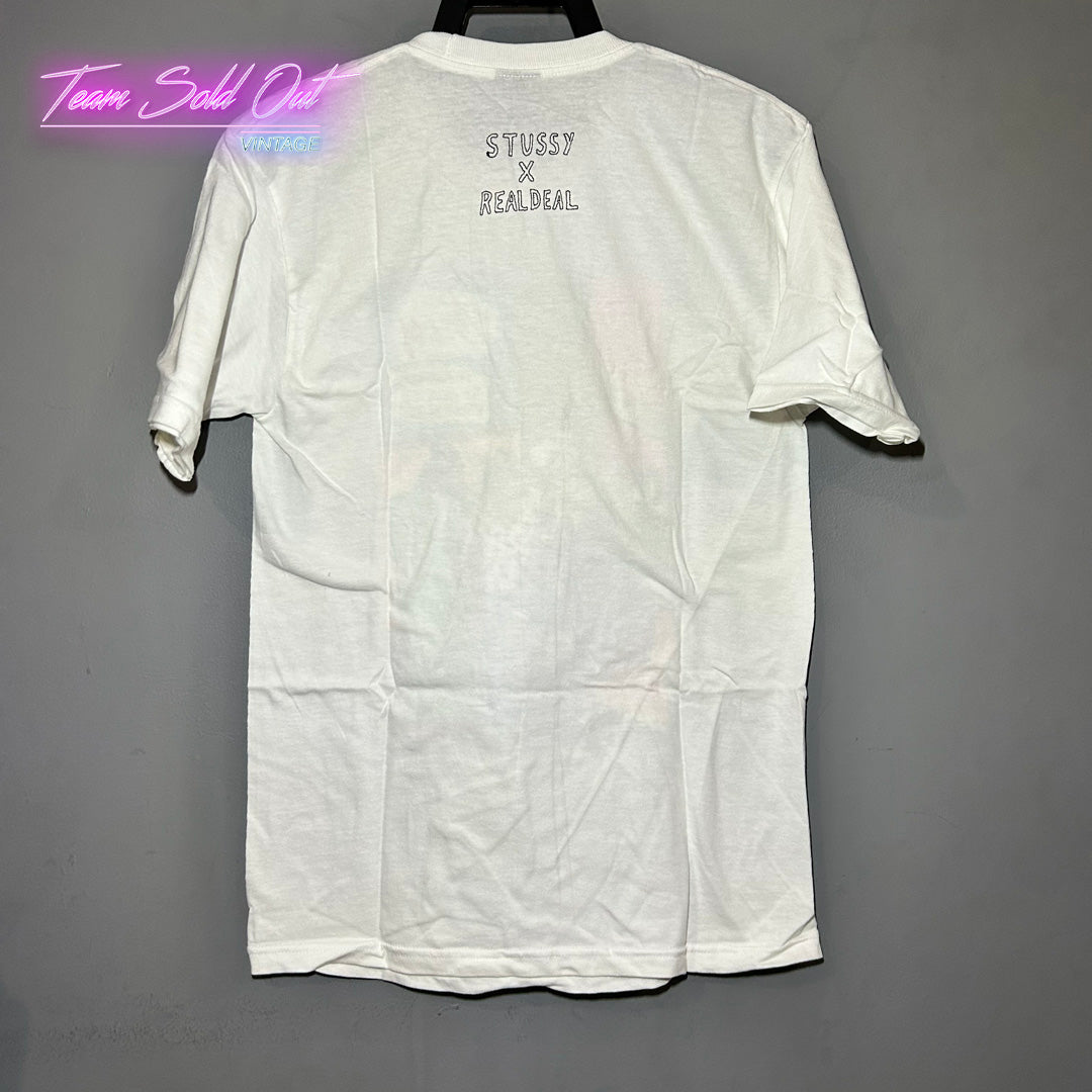 Vintage New Stussy x Real Deal Bar White Tee T-Shirt XL