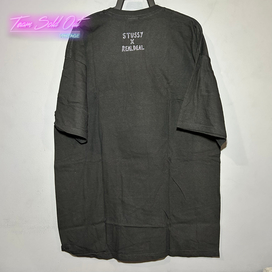 Vintage New Stussy x Real Deal Bar Black Tee T-Shirt XL