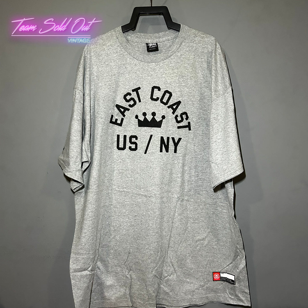 Vintage New Stussy Grey East Coast US/NY Tee T-Shirt XXL (2XL)