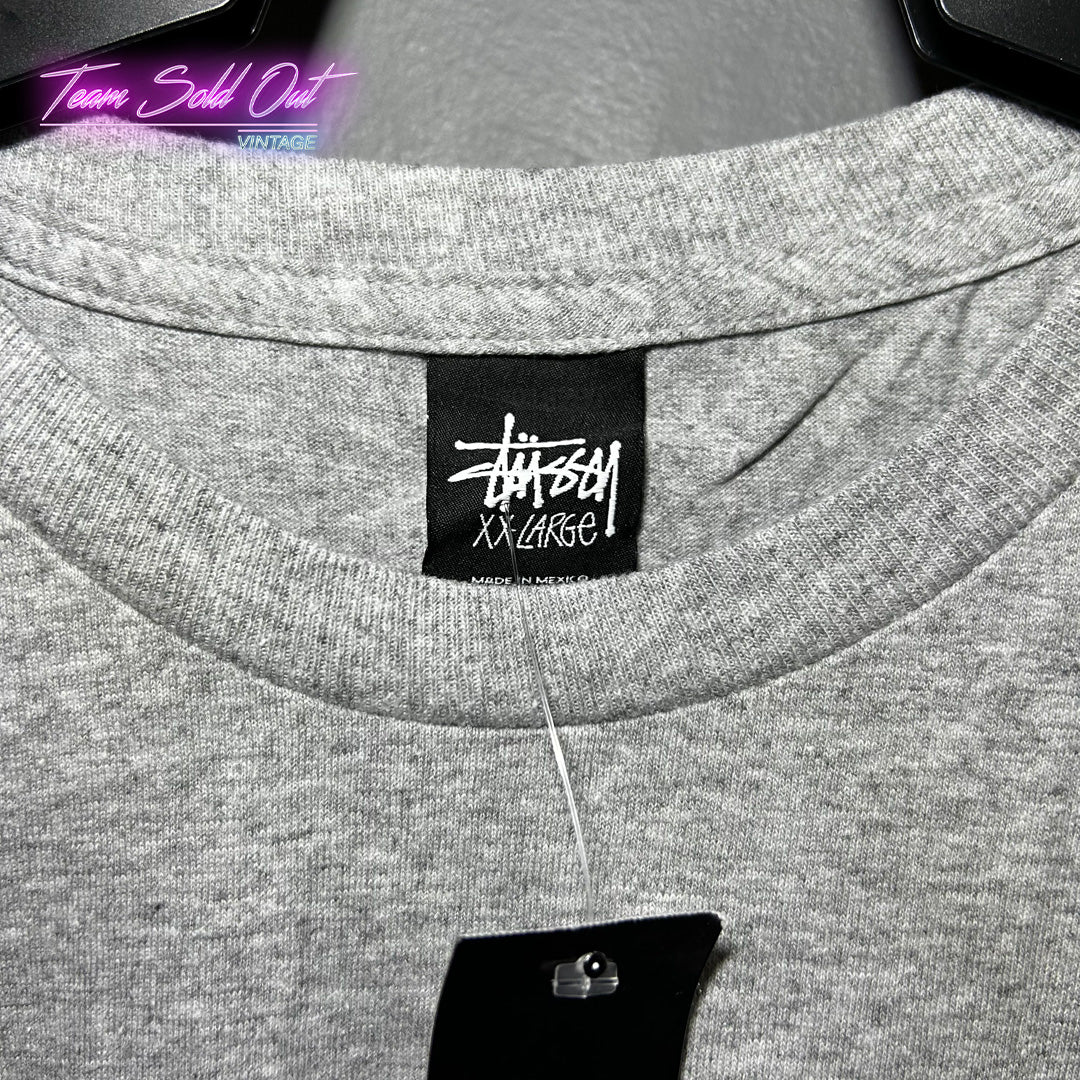 Vintage New Stussy Grey 080 Bars Tee T-Shirt XXL (2XL)