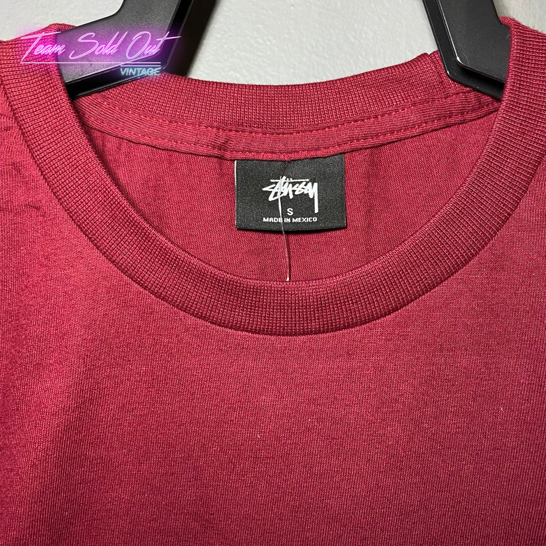 Vintage New Stussy Red Stock Box Tee T-Shirt Small