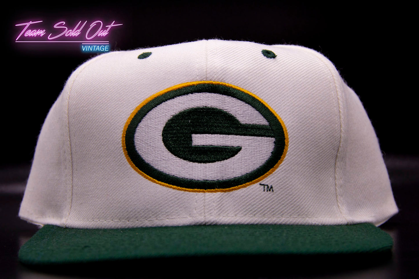 Vintage Logo 7 Green Bay Packers Plain Logo Snapback Hat NFL